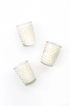 Simpatico Home White Flower 3Pc Hobnail Votive Set
