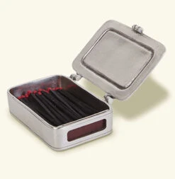 Match Italian Pewter Lidded Match Box With Striker And Matches